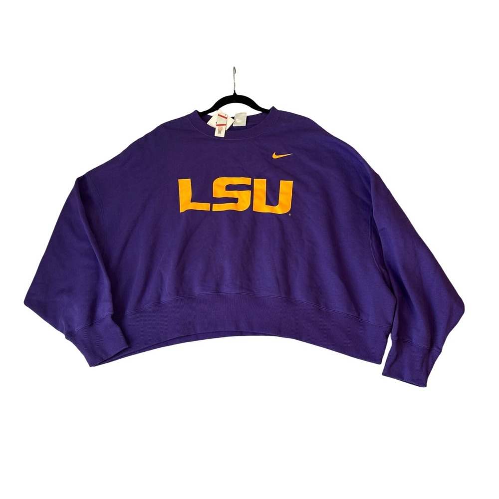 Nike LSU Sweatshirt Womens Purple NWT Cropped Oversized Fit SIZE XL